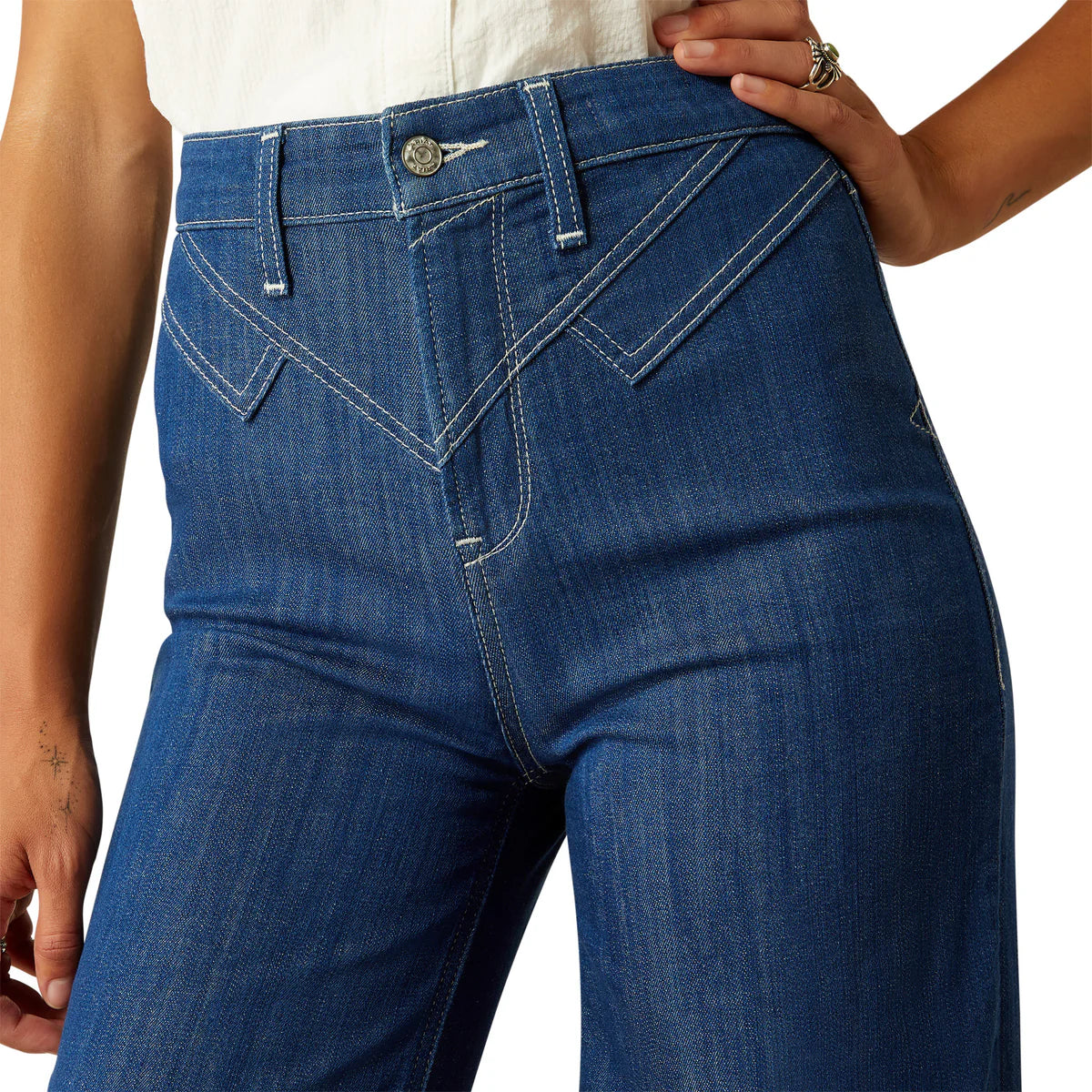 Ariat Womens Westie Yoke Ultra High Rise Wide Regular Leg Jeans