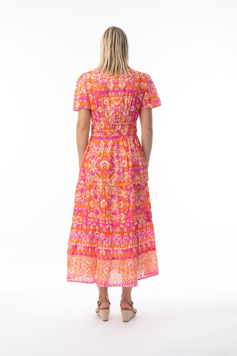 Orientique Womens Montevideo Midi S/S Dress