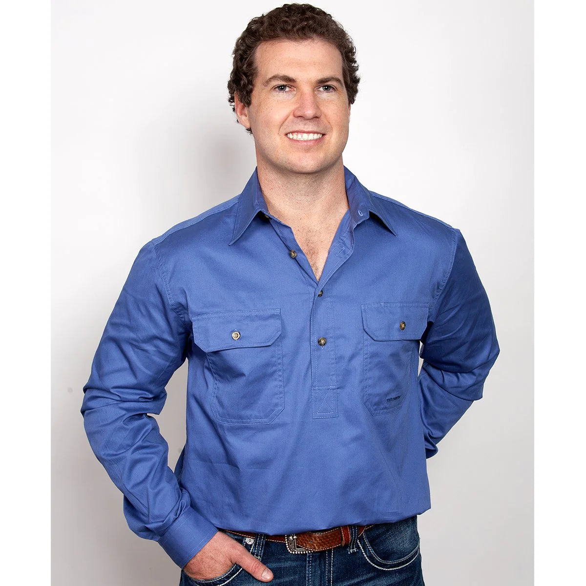 Just Country Mens Cameron 1/2 Button L/s Shirt