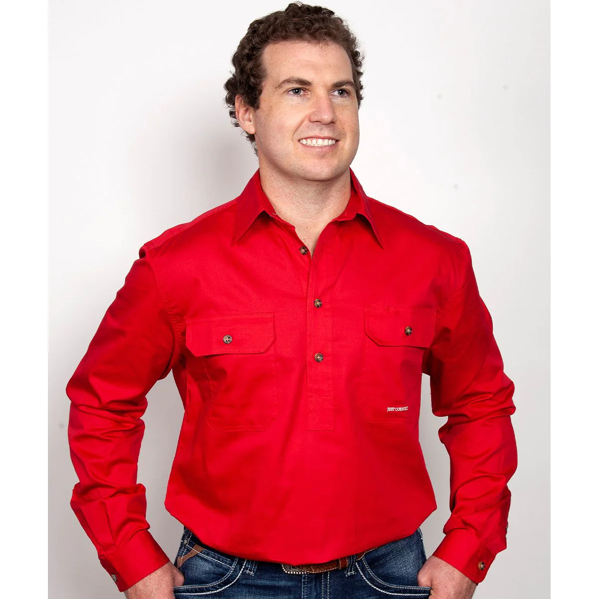 Just Country Mens Cameron 1/2 Button L/s Shirt