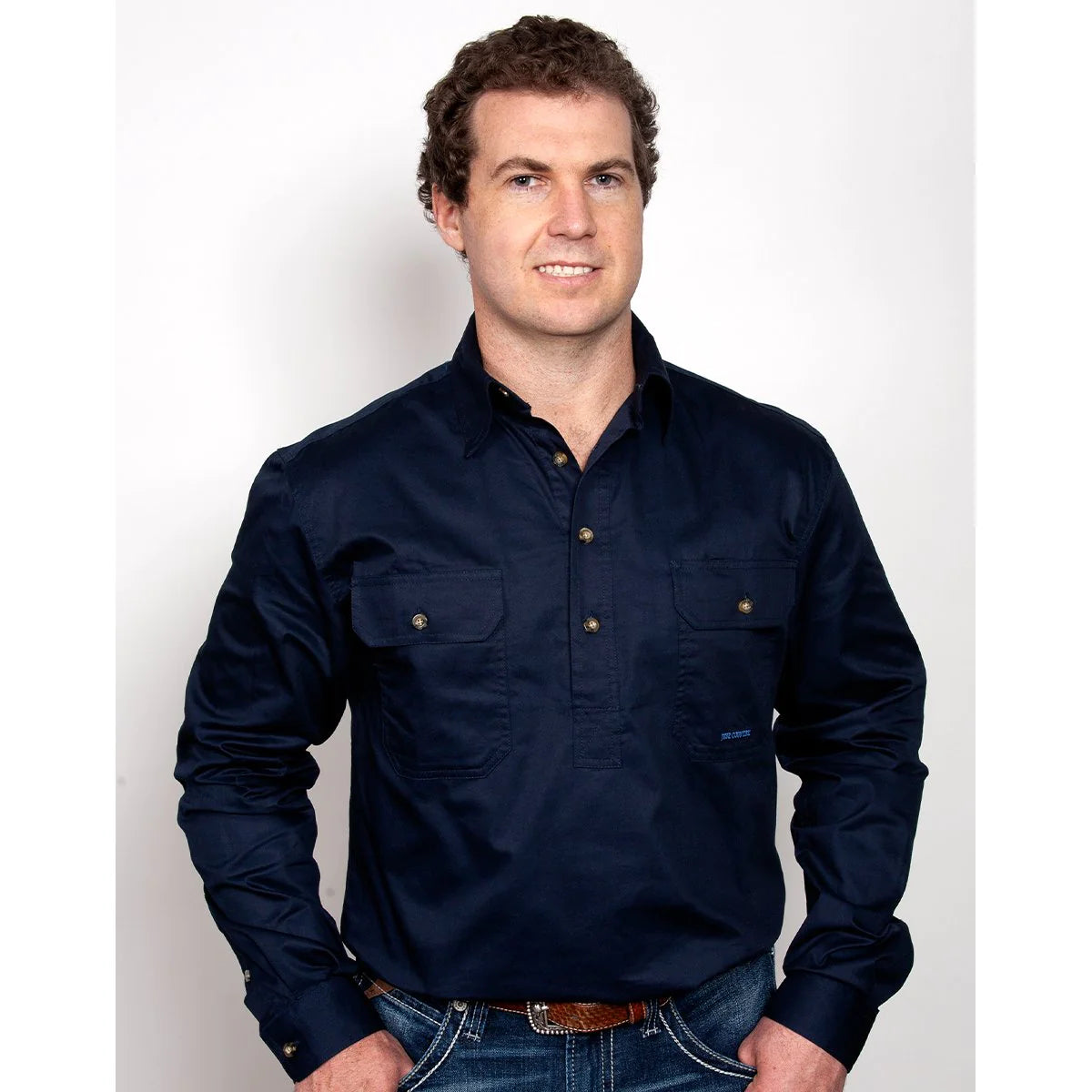 Just Country Mens Cameron 1/2 Button L/s Shirt