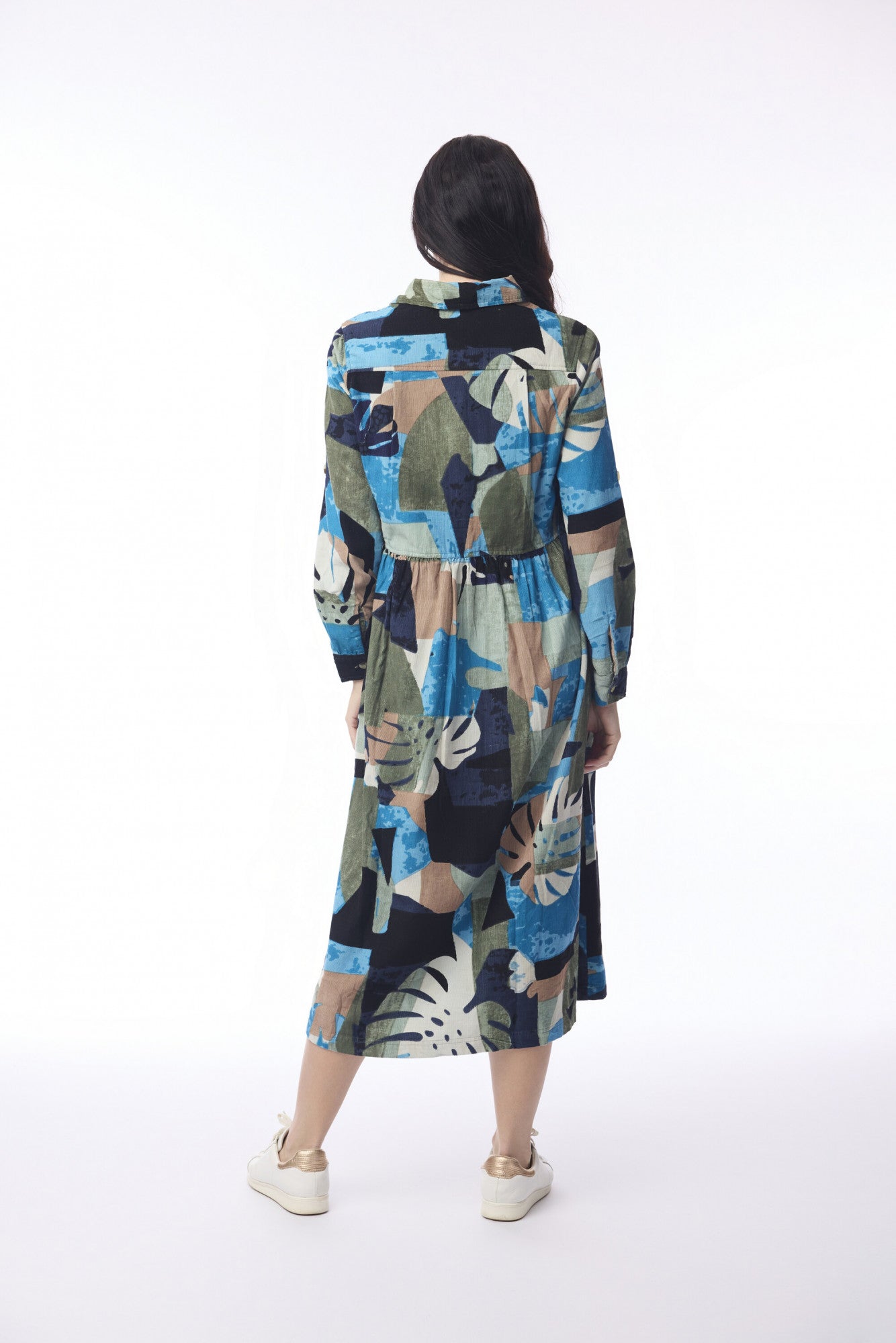 Orientique Womens Midi Collar Panama Dress