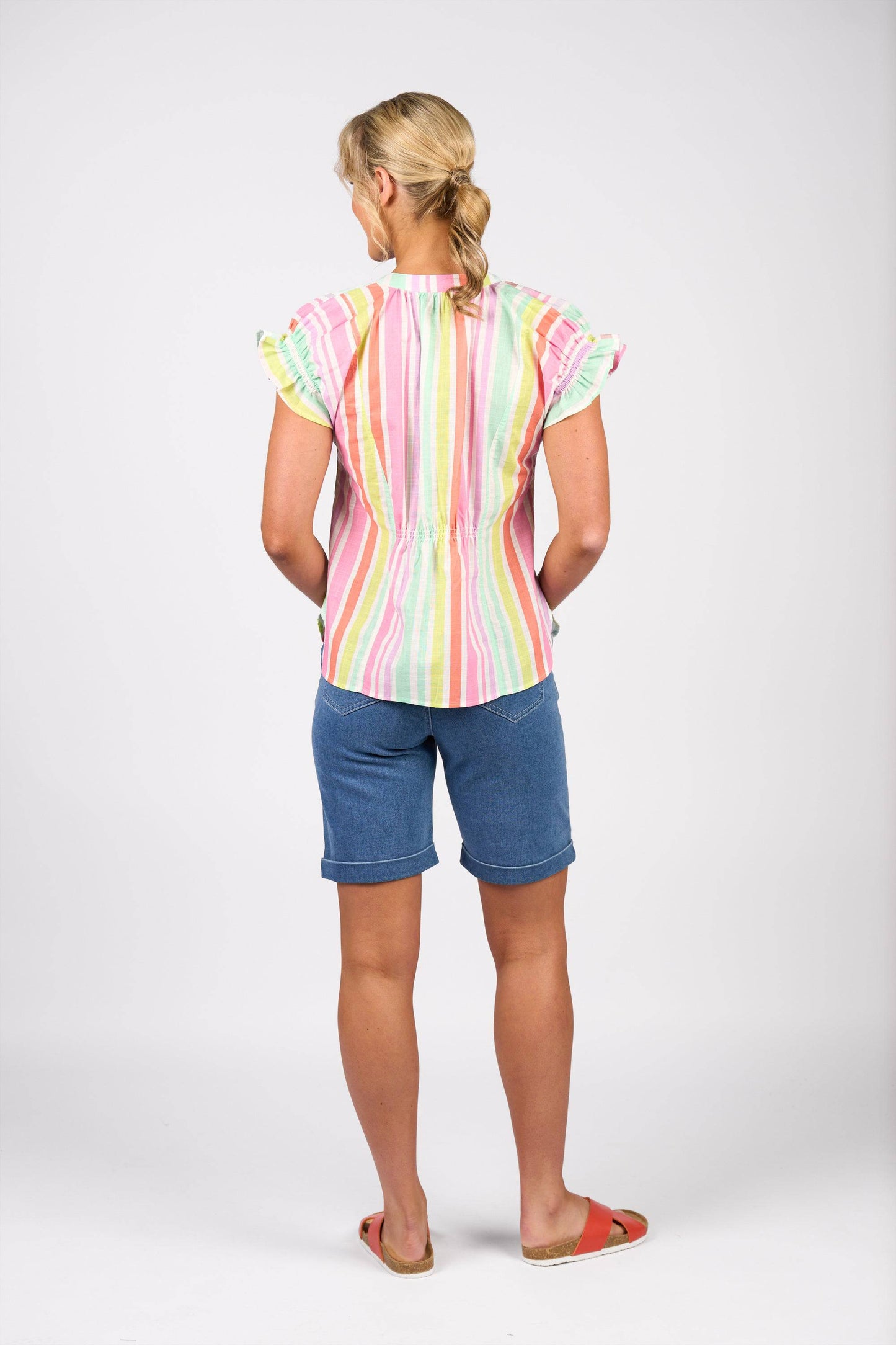 Vassalli Womens Printed Drop Should top With Shirring Detail