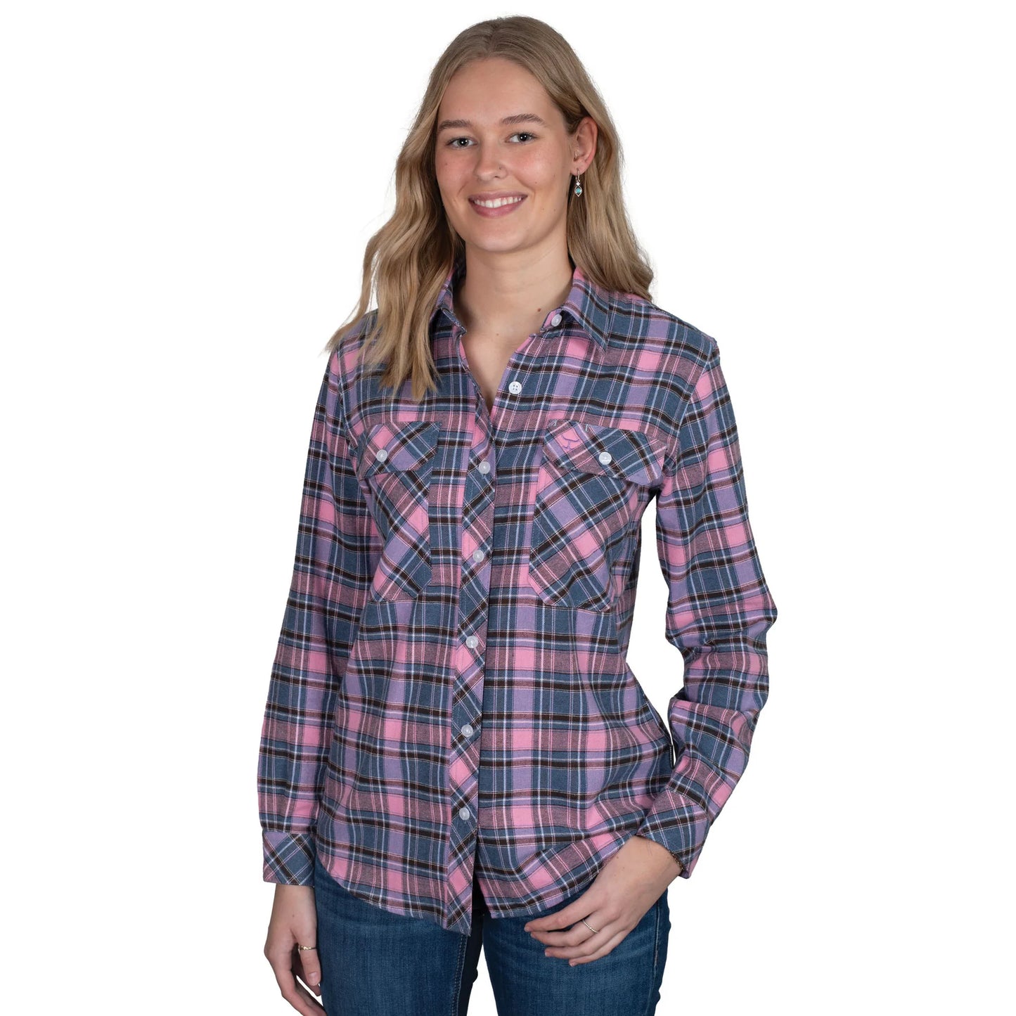 Just Country Womens Brooke Full Button L/S Flannelette Workshirt