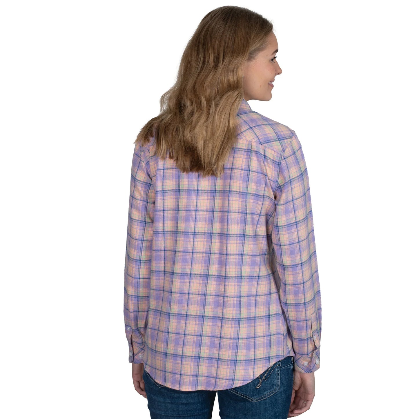 Just Country Womens Jahna 1/2 Button L/S Flannelette Workshirt