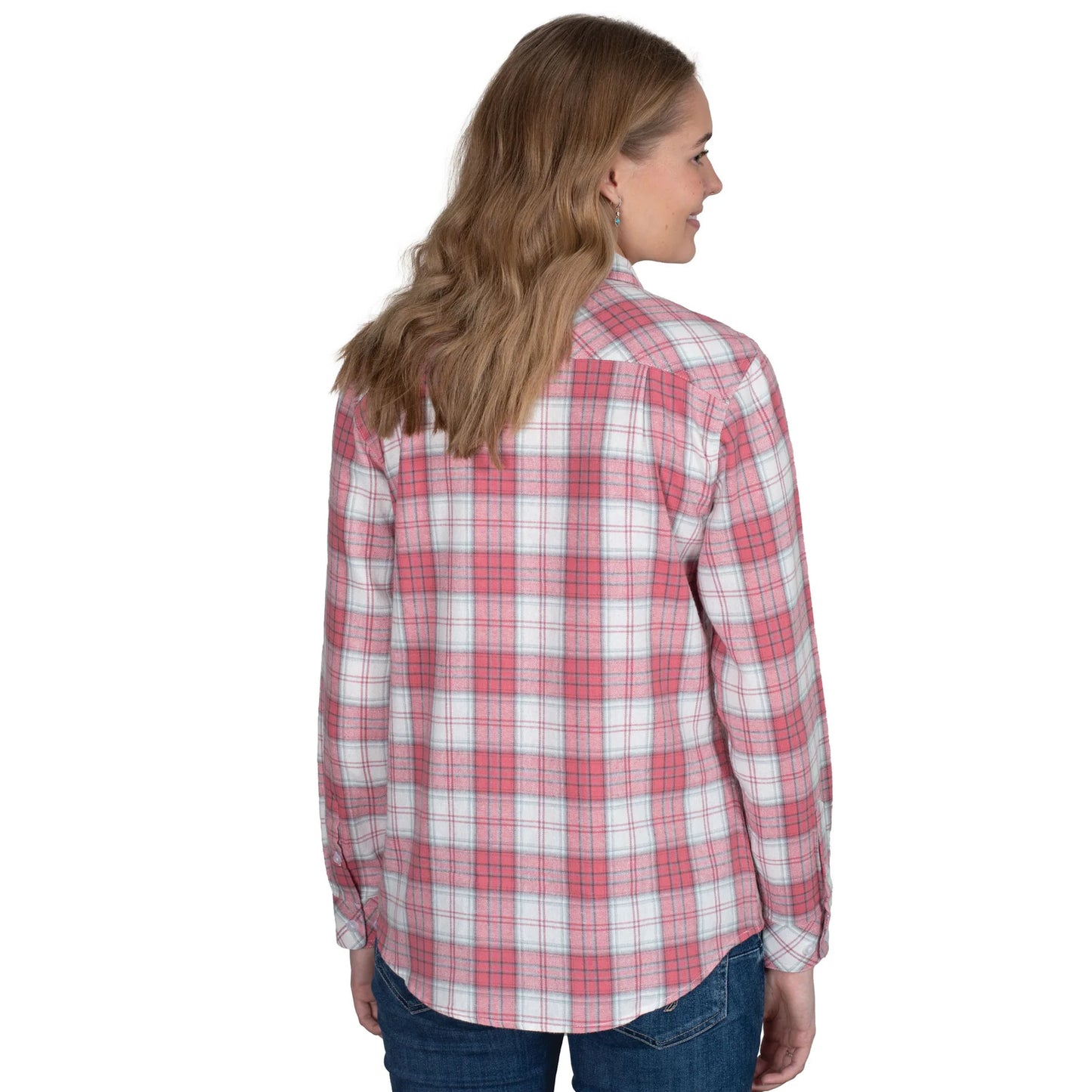 Just Country Womens Jahna 1/2 Button L/S Flannelette Workshirt