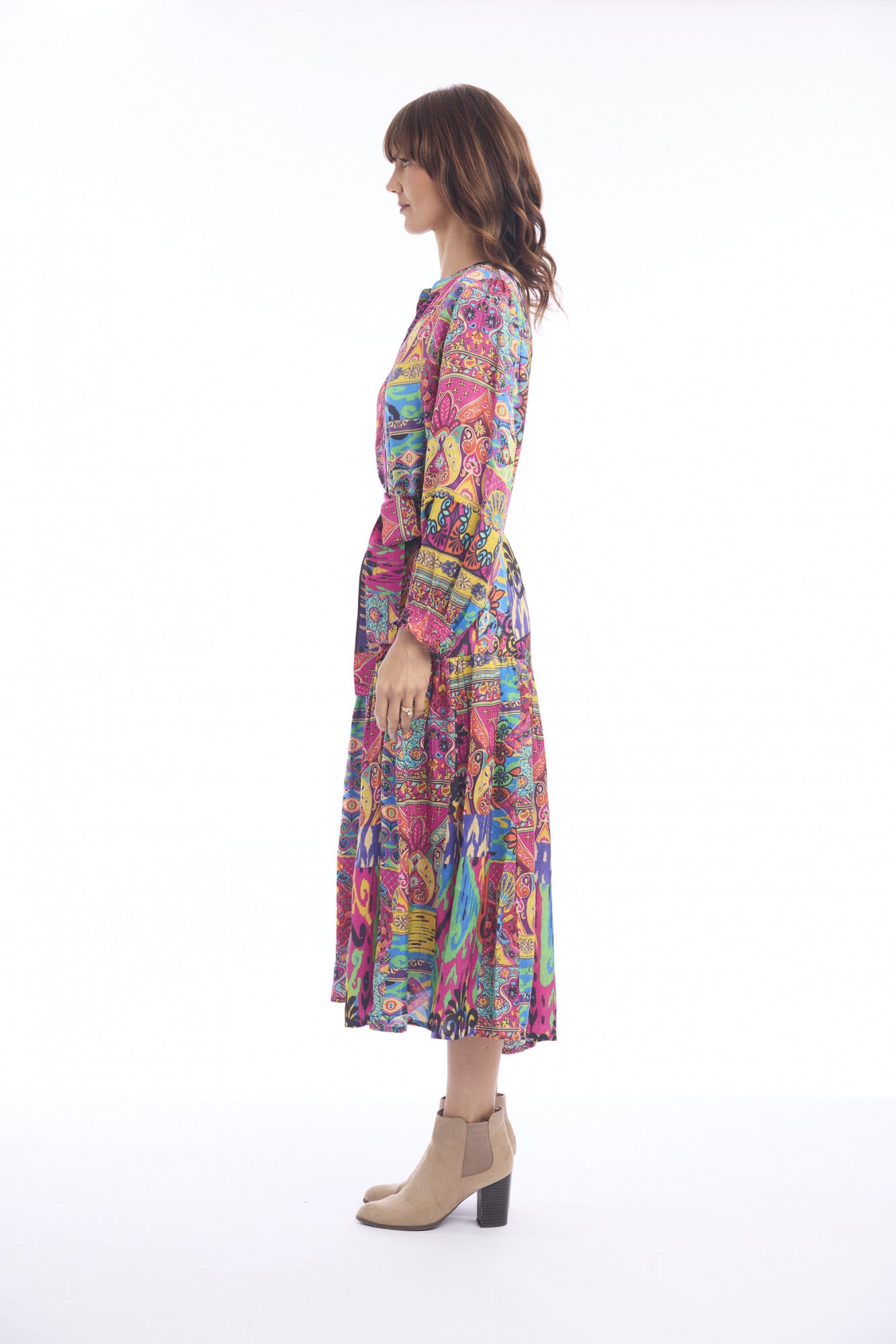 Escape Womens Antigua Midi Shirred Waist Dress