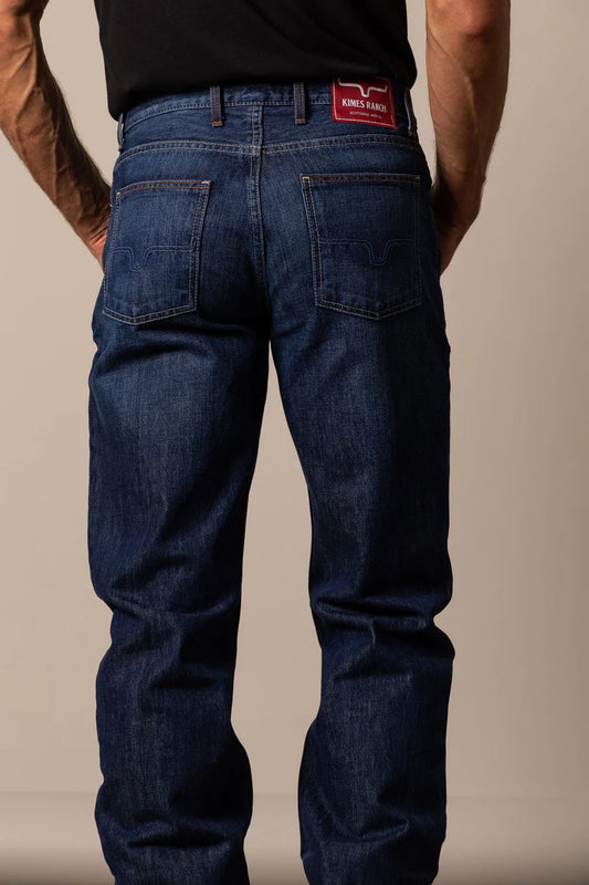 Kimes Mens Dillon Mid/Low Rise Relaxed Thigh Wide Boot Cut 32 Leg Jeans
