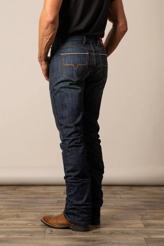 Kimes Mens Roger Mid Rise Slim Fit Boot Cut 34 Leg Jeans