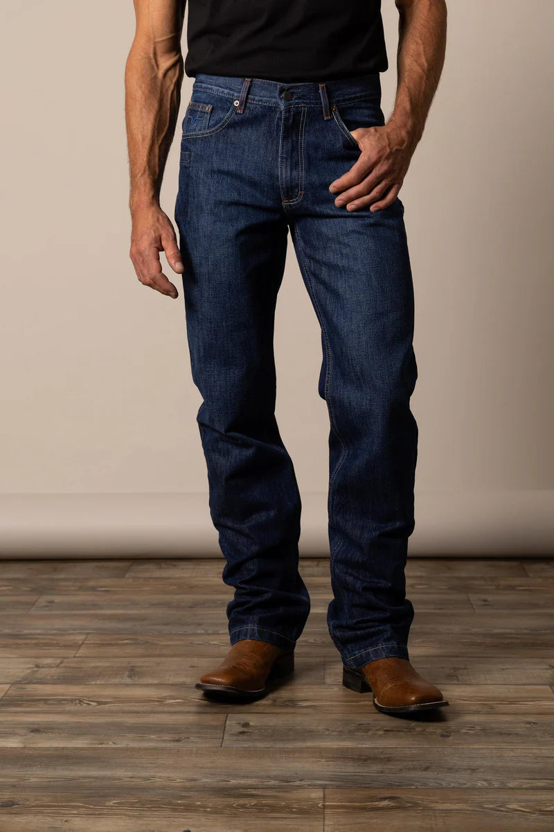 Kimes Mens Dillon Mid/Low Rise Relaxed Thigh Wide Boot Cut 32 Leg Jeans