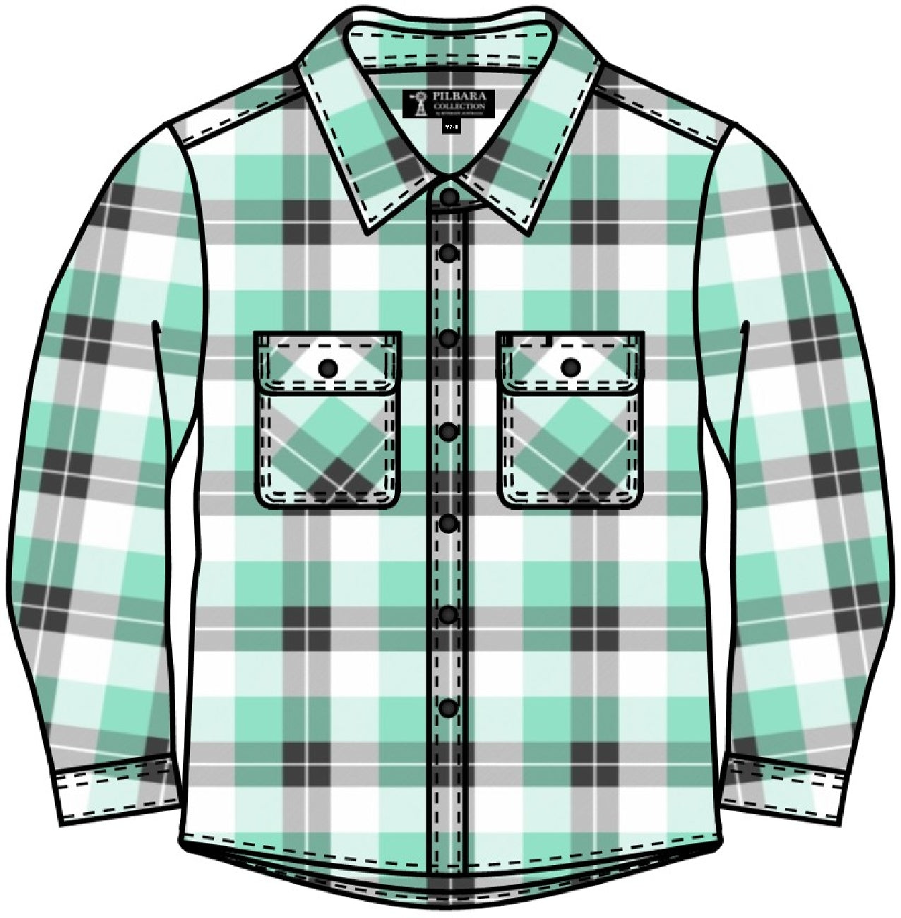 Pilbara Kids Open Front Flannelette Shirt