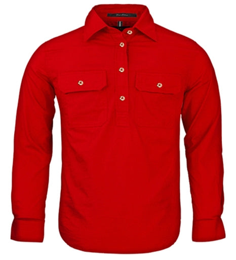 Pilbara Kids 1/2 Button L/s Shirt