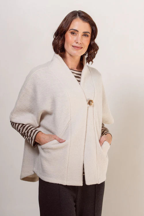 See Saw Womens 100% Boiled Wool 1 Button Cape