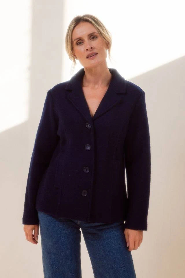See Saw Womens 100% Boiled Wool Blazer