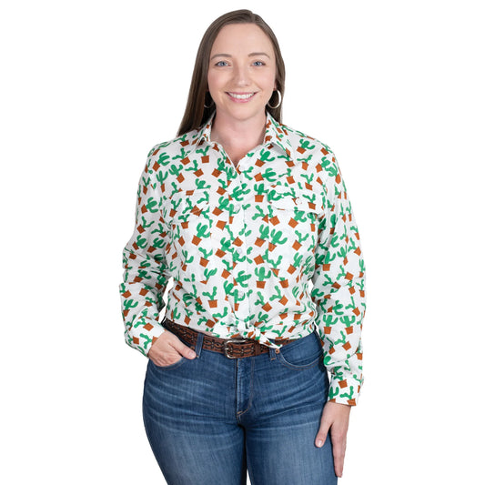 Just Country Womens Abbey Full Button L/S Print Workshirt