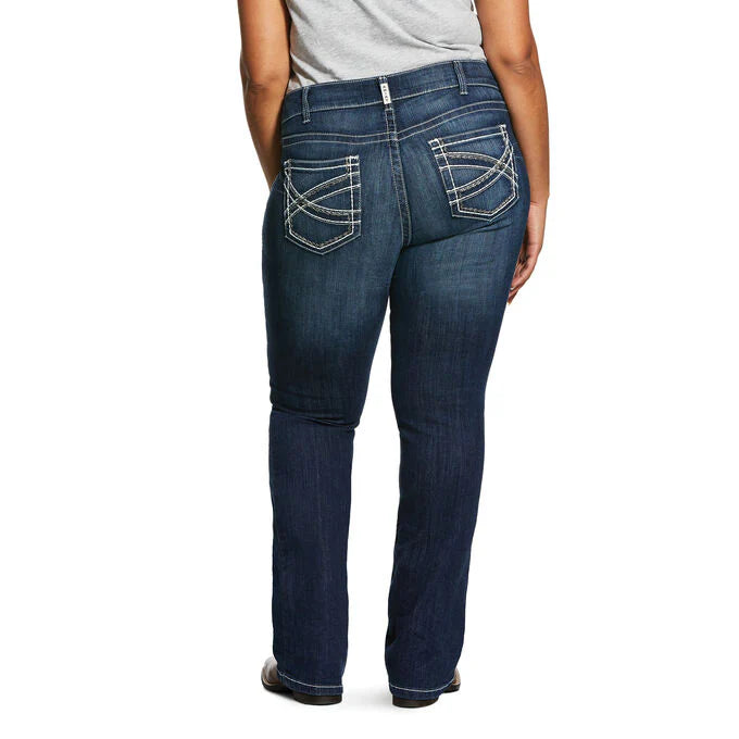 Ariat Womens Real Mid Rise Entwined Boot Cut Stretch Lon Leg Jeans