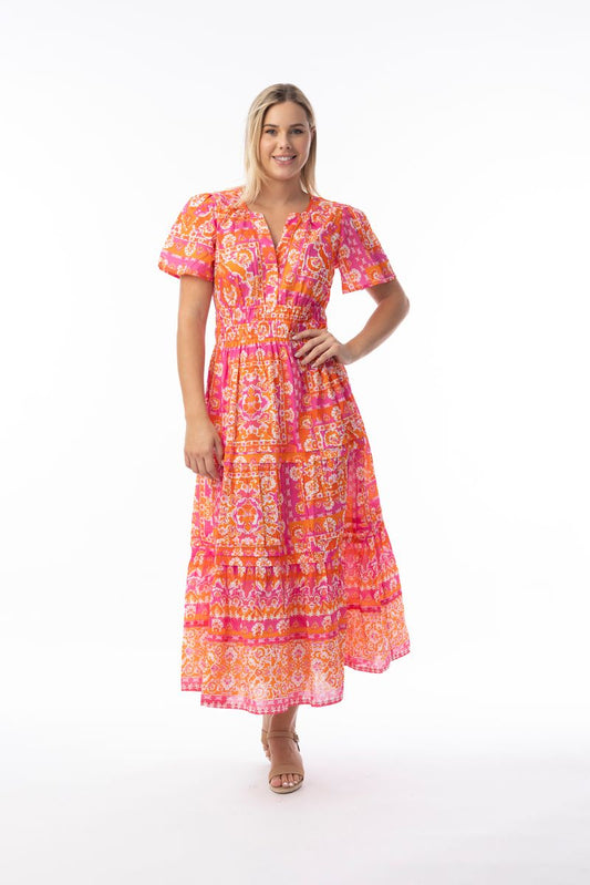 Orientique Womens Montevideo Midi S/S Dress