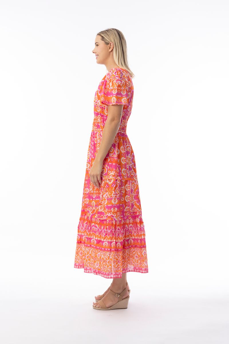 Orientique Womens Montevideo Midi S/S Dress