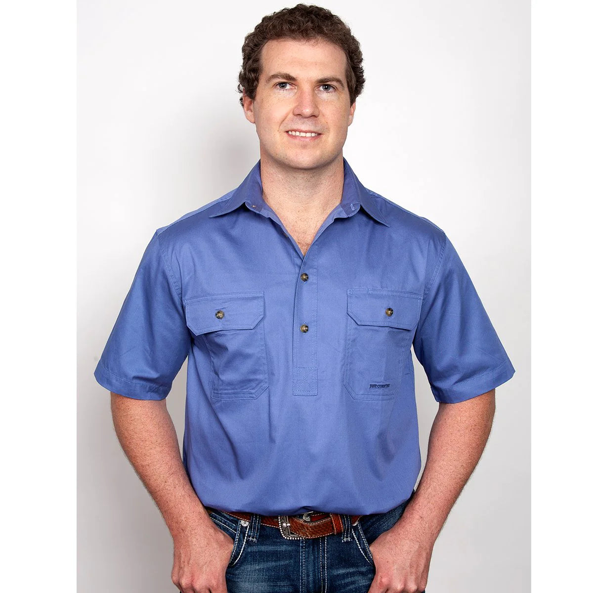 Just Country Mens Adam 1/2 Button S/s Shirt