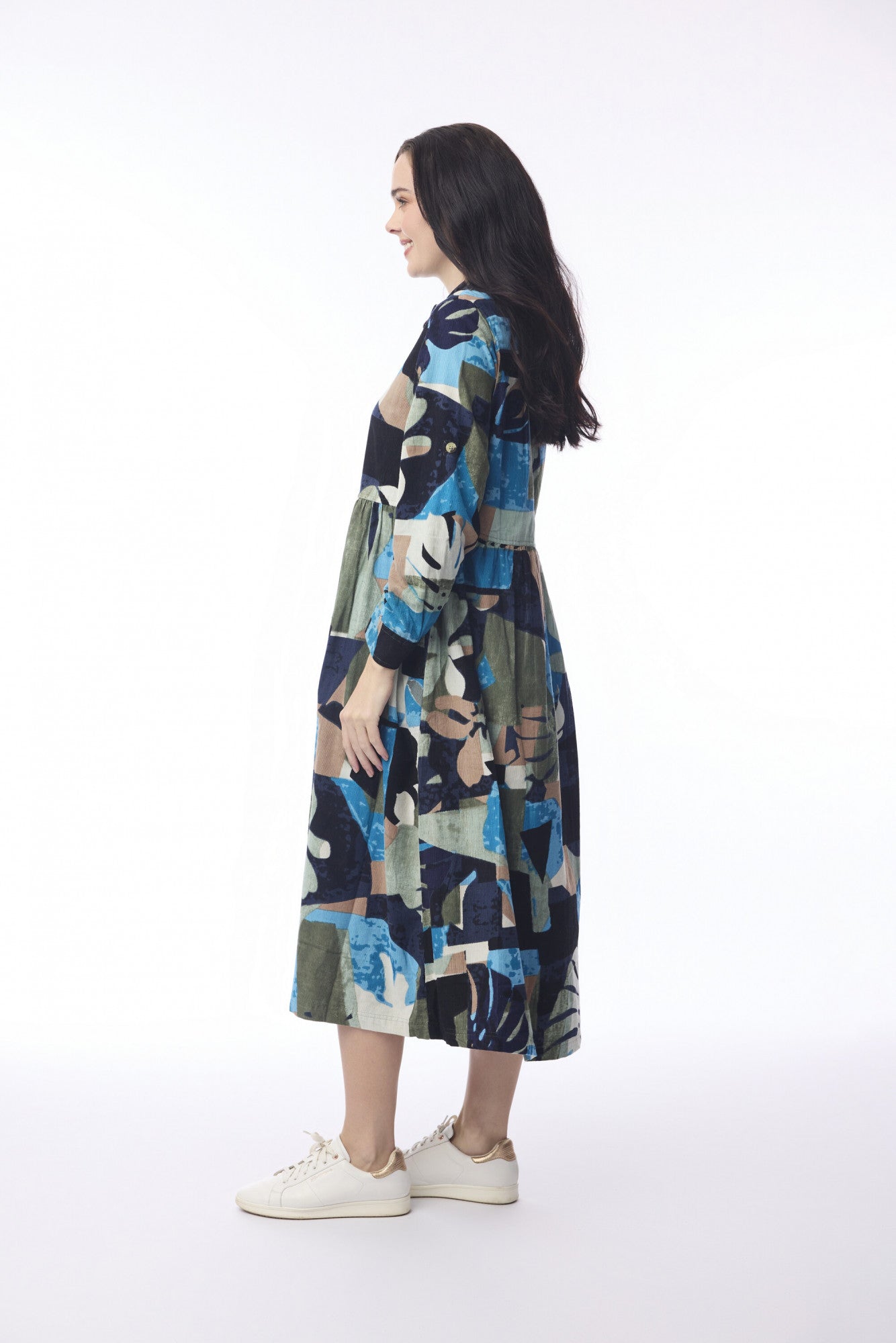 Orientique Womens Midi Collar Panama Dress