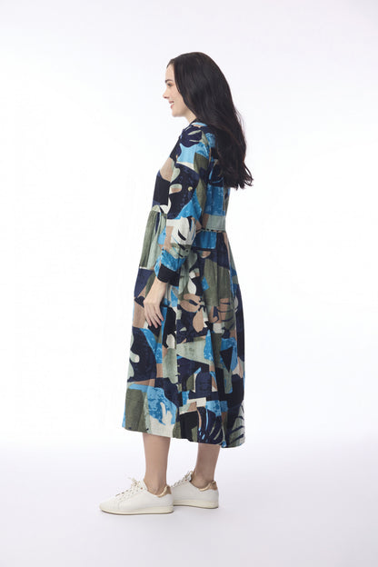 Orientique Womens Midi Collar Panama Dress