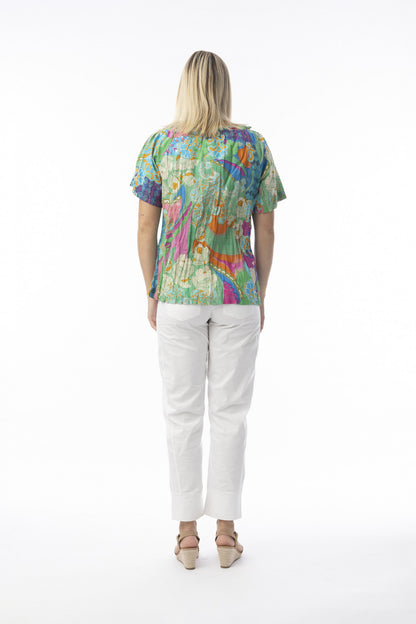 Orientique Womens Santa Cruz S/S Tie Top