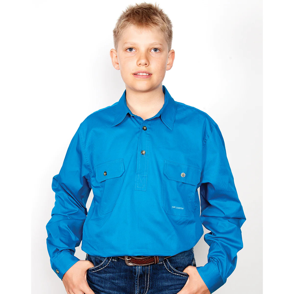 Just Country Kids Lachlan 1/2 Button L/s Shirt