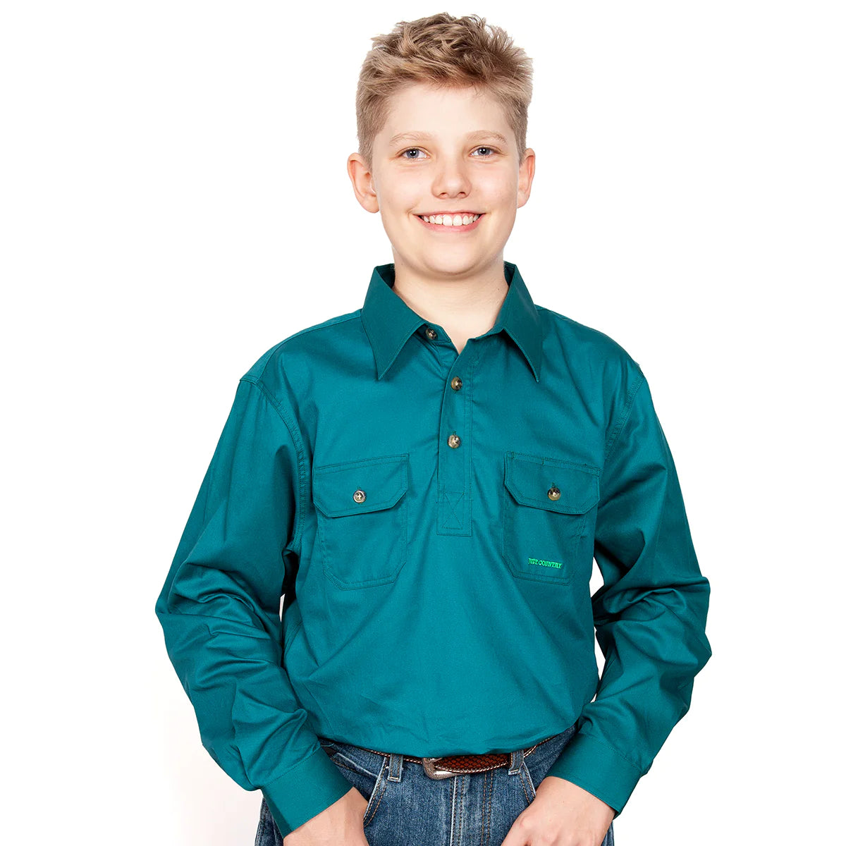 Just Country Kids Lachlan 1/2 Button L/s Shirt