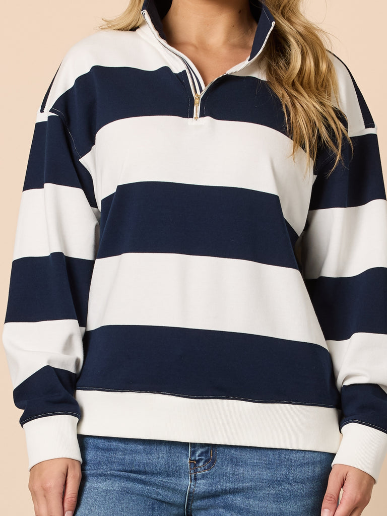 Threadz Womens Varsity Stripe Sweatshirt