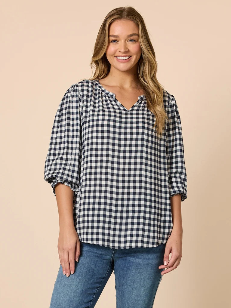 Threadz Womens Gingham Check Top