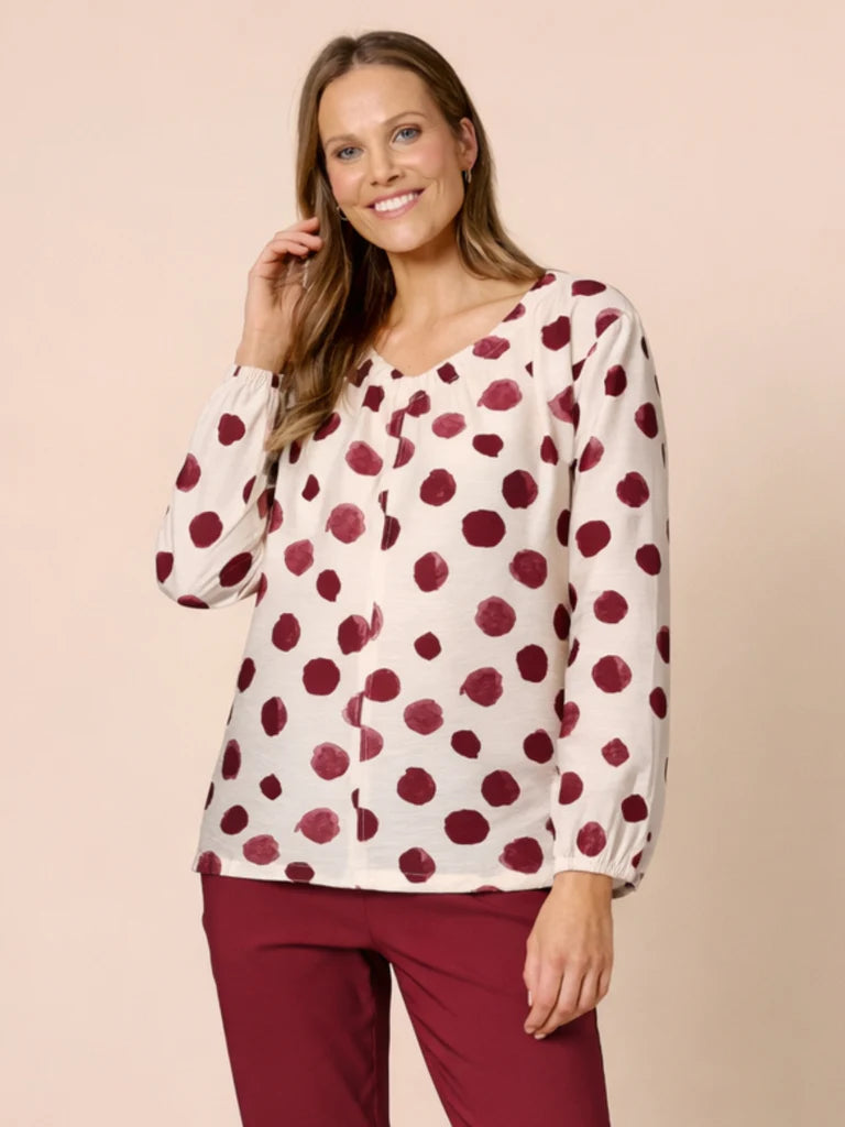 Clarity Womens Bordeaux Spot Top