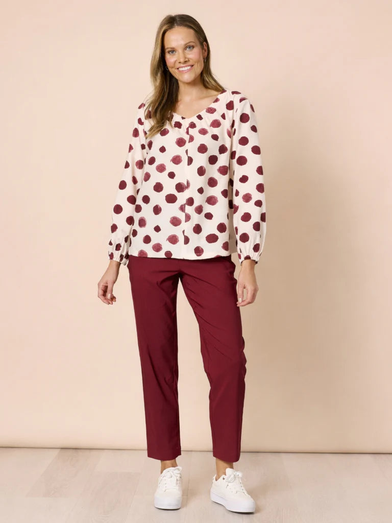 Clarity Womens Bordeaux Spot Top