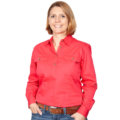 Just Country Womens Jahna 1/2 Button L/s Shirt