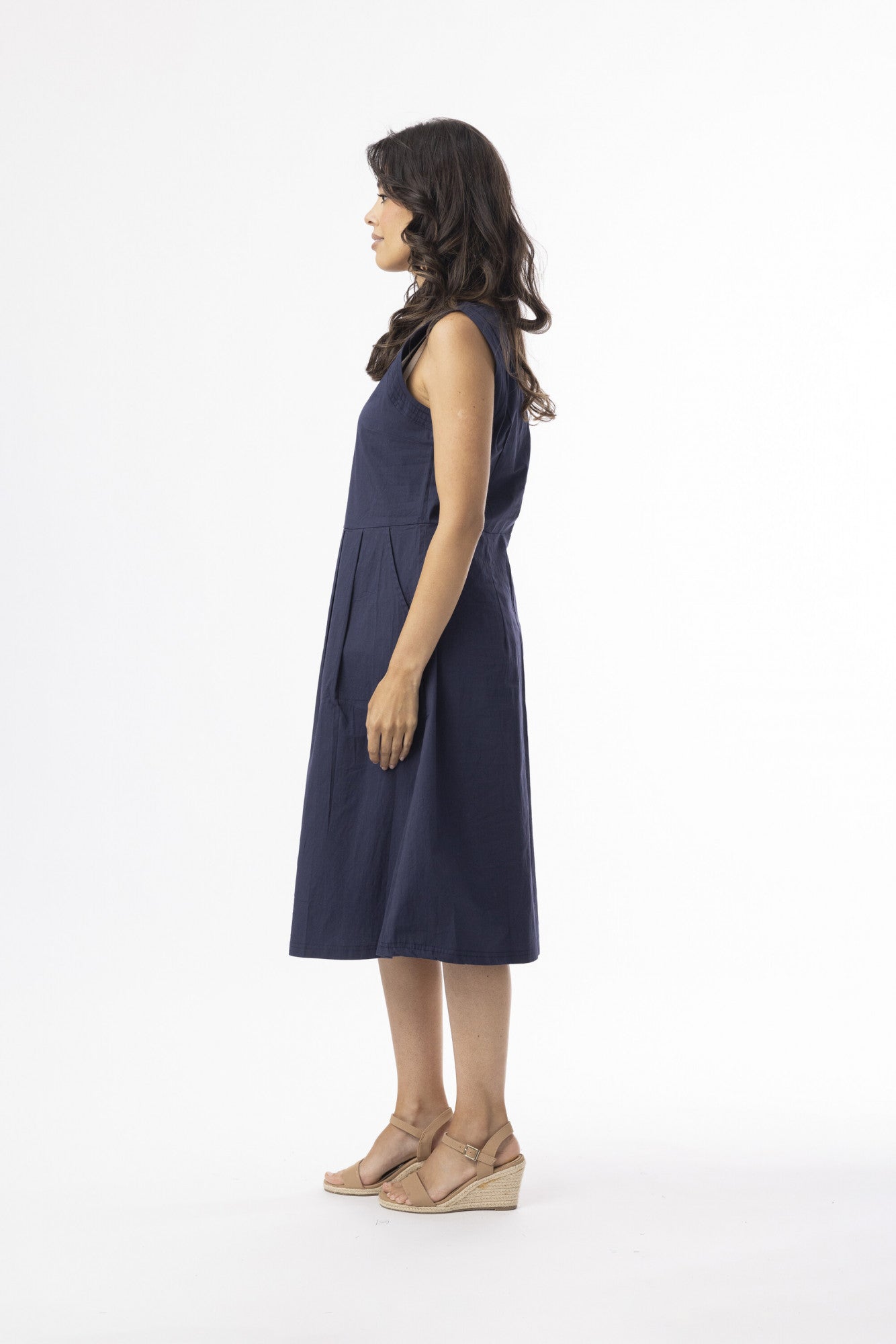 Orientique Womens Bangalene Sleeveless Pleated Dress