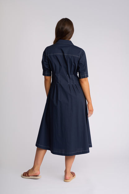 Vassalli Womens Addie Button Up Dress with Pockets