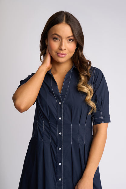 Vassalli Womens Addie Button Up Dress with Pockets