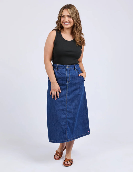 Elm Womens Scallop Edge Denim Skirt