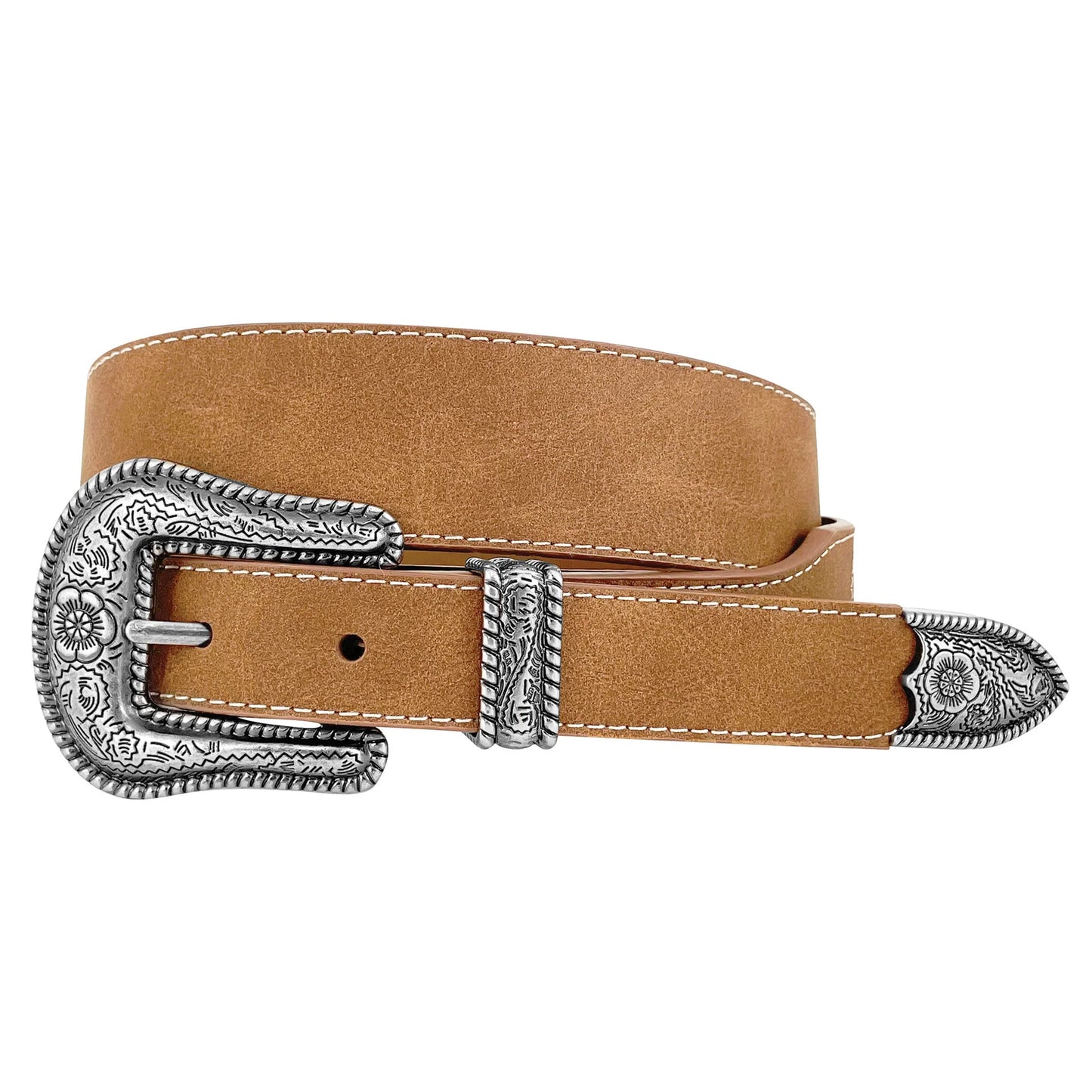 Roper Womens Tapered Genuine Leather 3 Piece Buckle Set Belt