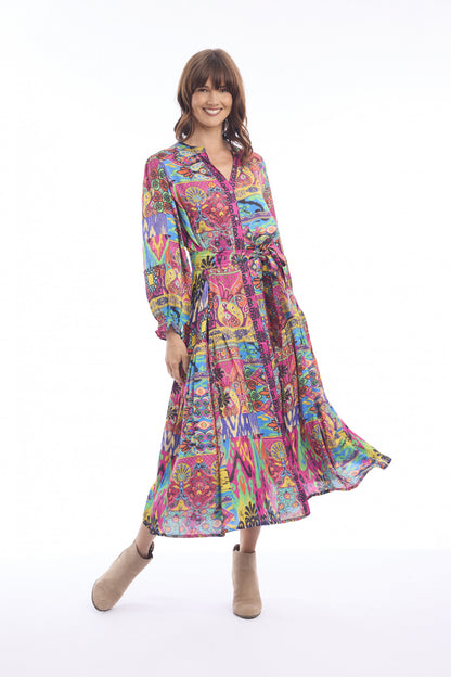 Escape Womens Antigua Midi Shirred Waist Dress