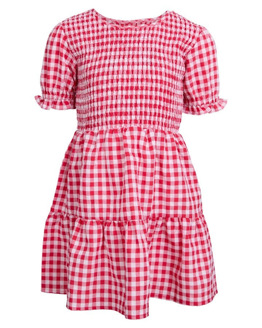 Eve Girl Elsa Gingham Shirred Dress
