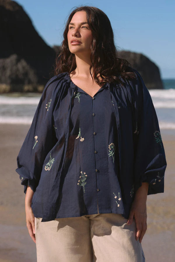 Adrift Womens Nova Neck Tie Blouse