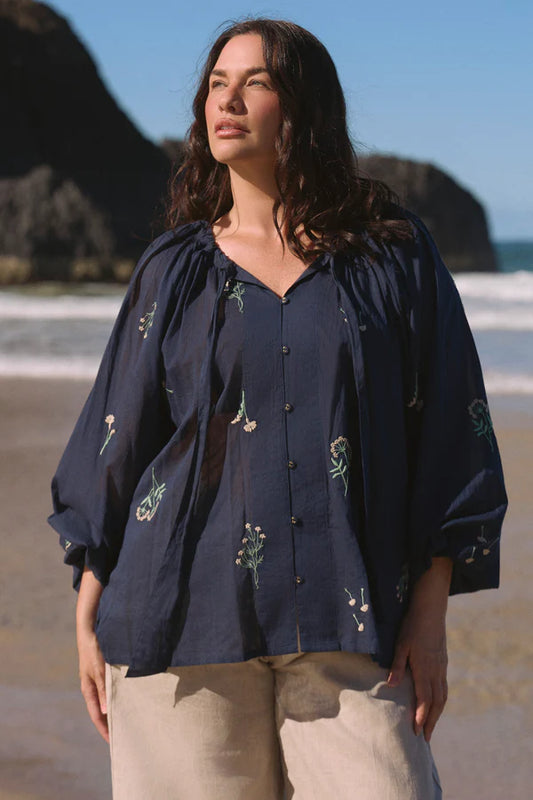 Adrift Womens Nova Neck Tie Blouse
