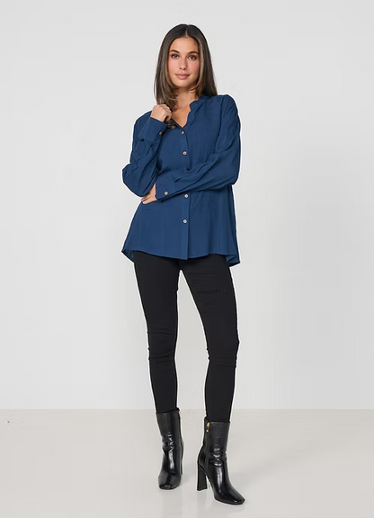 Caju Womens Wood Buttons Raglan Sleeve Shirt