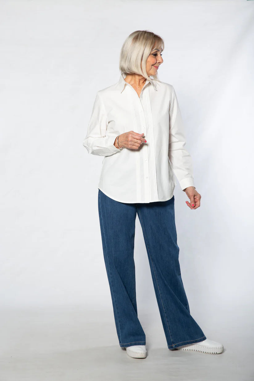 Equinox Womens Fine Pleat Front Cotton Poplin Shirt