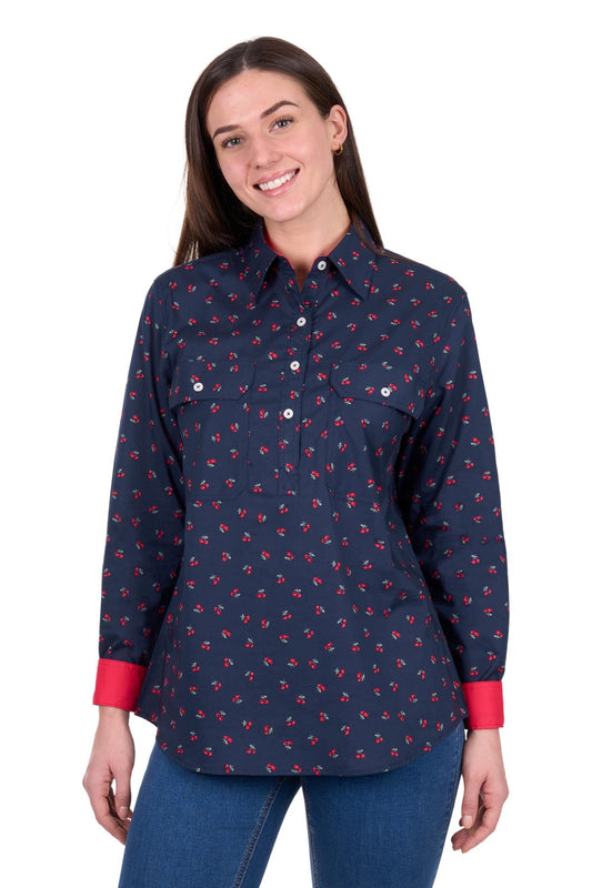 Hard Slog Womens Cherry 1/2 PLKT L/S Shirt