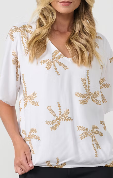 Holmes + Fallon Womens Blouse with Elastic Hem Panels