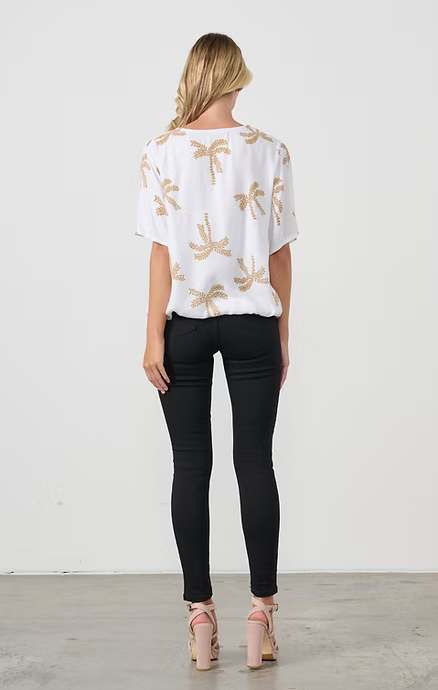 Holmes + Fallon Womens Blouse with Elastic Hem Panels