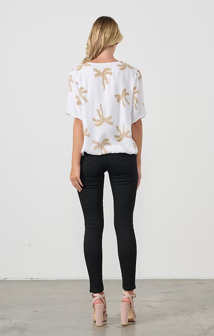 Holmes + Fallon Womens Blouse with Elastic Hem Panels