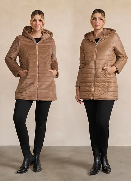 Holmes + Fallon Womens Reversible Faux Fur Puffer