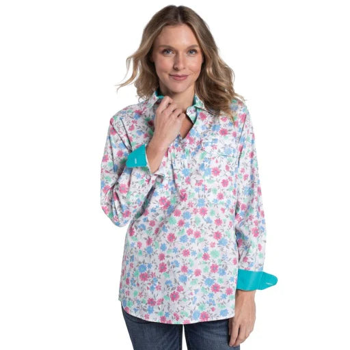 Just Country Womens Georgie Half Button Print Workshirt